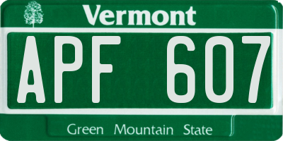 VT license plate APF607