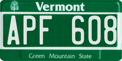 VT license plate APF608