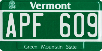VT license plate APF609