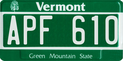 VT license plate APF610