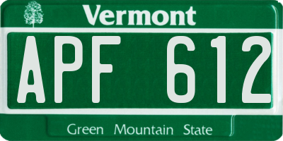 VT license plate APF612