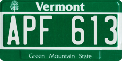 VT license plate APF613