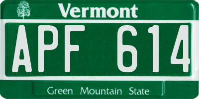 VT license plate APF614