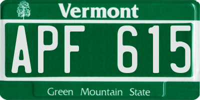 VT license plate APF615