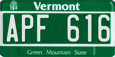 VT license plate APF616