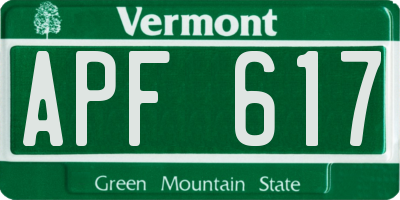 VT license plate APF617