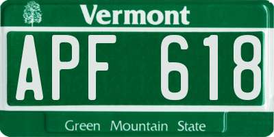 VT license plate APF618
