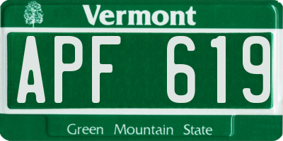 VT license plate APF619