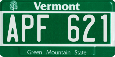 VT license plate APF621