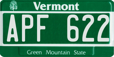 VT license plate APF622