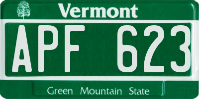 VT license plate APF623