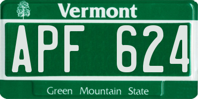 VT license plate APF624