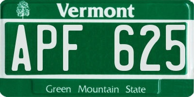 VT license plate APF625