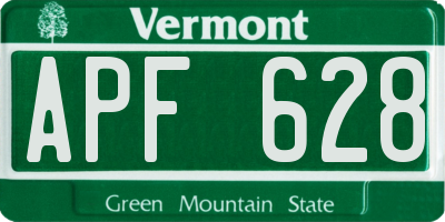 VT license plate APF628