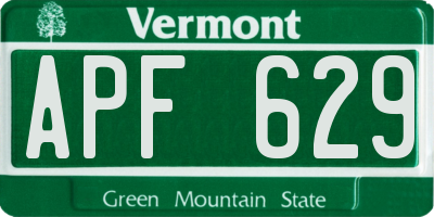 VT license plate APF629