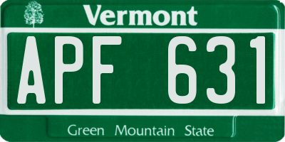 VT license plate APF631