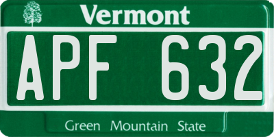 VT license plate APF632