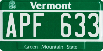 VT license plate APF633