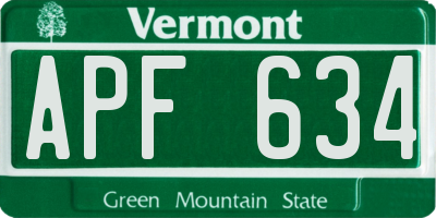 VT license plate APF634