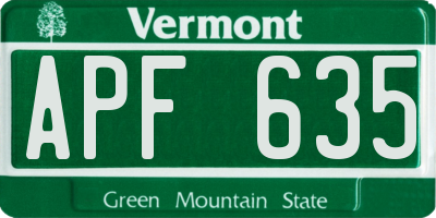 VT license plate APF635