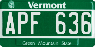 VT license plate APF636