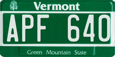 VT license plate APF640