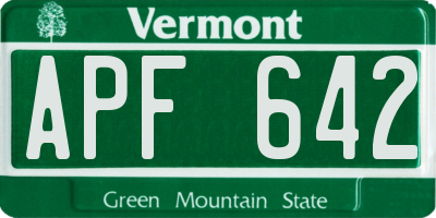 VT license plate APF642