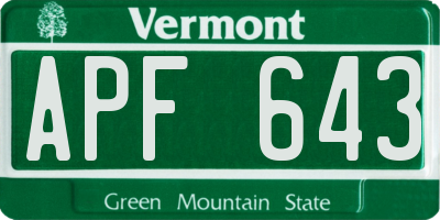 VT license plate APF643