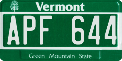 VT license plate APF644