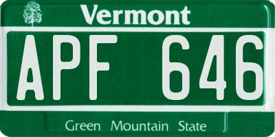 VT license plate APF646