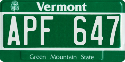 VT license plate APF647