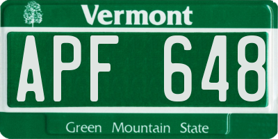 VT license plate APF648