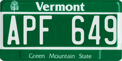 VT license plate APF649