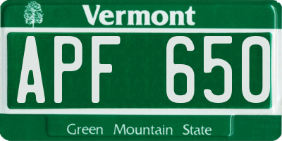VT license plate APF650