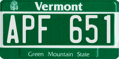 VT license plate APF651