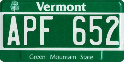 VT license plate APF652