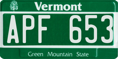 VT license plate APF653