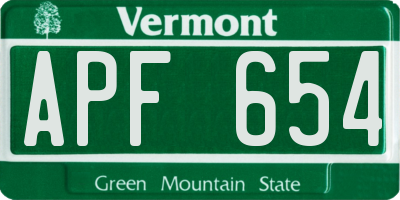 VT license plate APF654