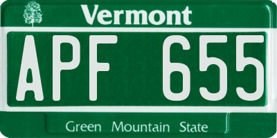 VT license plate APF655