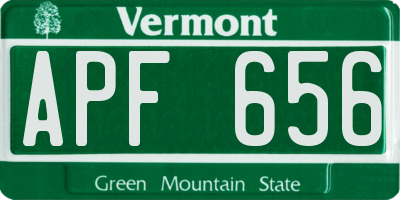 VT license plate APF656