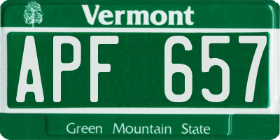 VT license plate APF657