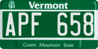 VT license plate APF658