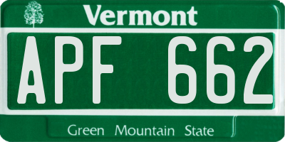 VT license plate APF662