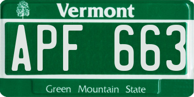 VT license plate APF663