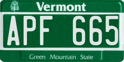VT license plate APF665