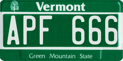 VT license plate APF666