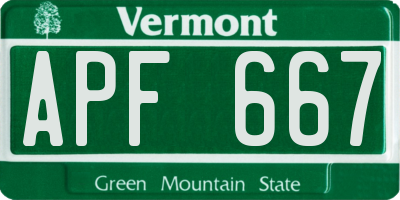 VT license plate APF667