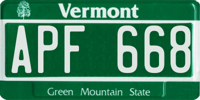 VT license plate APF668