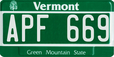 VT license plate APF669