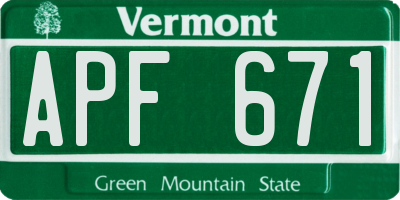 VT license plate APF671